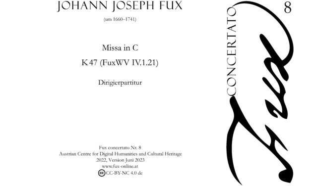 Neuerscheinung: J. J. Fux, Missa in C (K 47)
